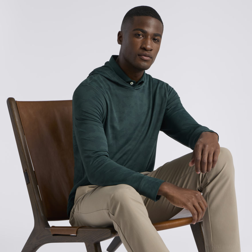 CAMO JACQUARD JERSEY HOODIE in Pine - Alternate Image 1