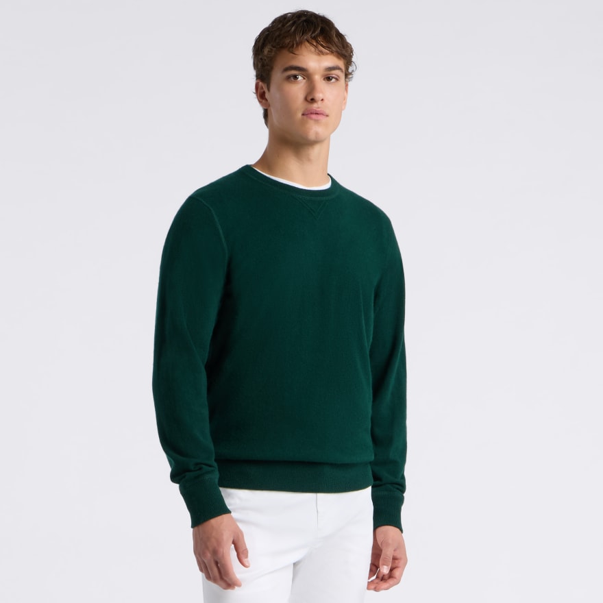 CASHMERE CREWNECK SWEATER in CYPRESS GREEN - Alternate Image 2