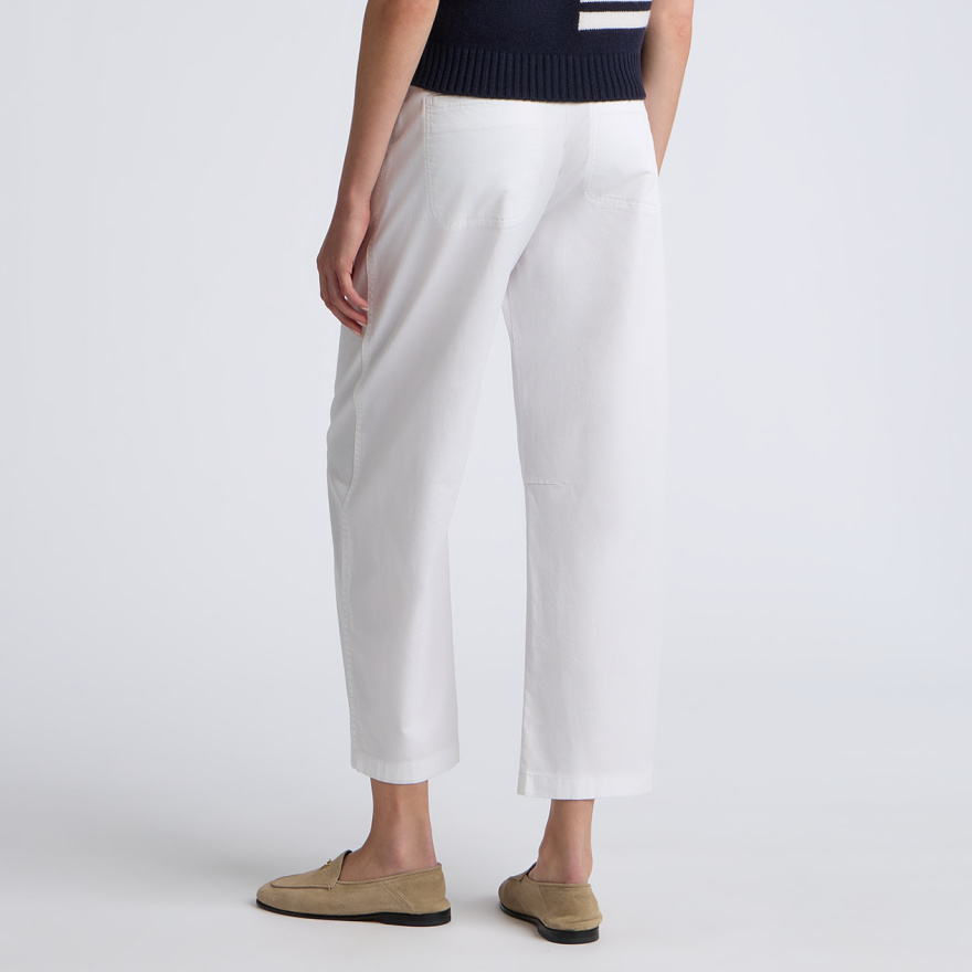 LTD RELEASE STRETCH COTTON GABARDINE BARREL LEG TROUSER in Snow - Alternate Image 3