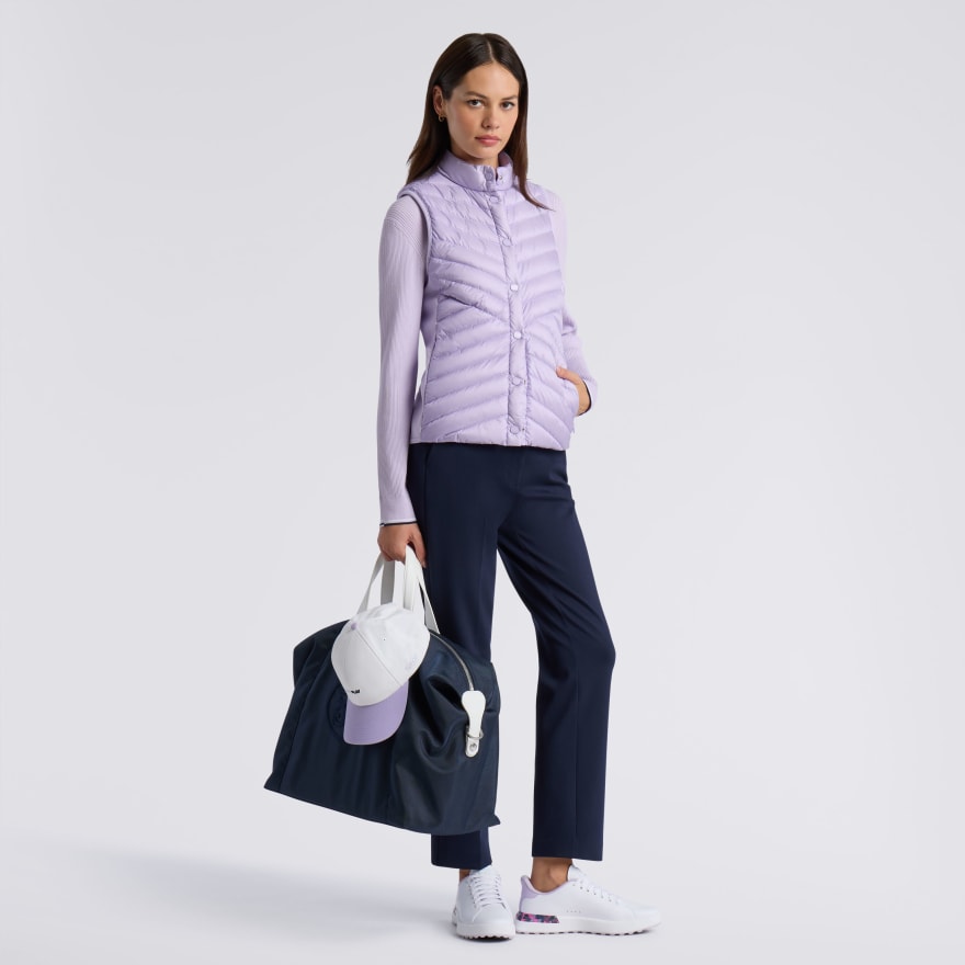 V-DOWN QUILTED STRETCH TECH INTERLOCK GILET in Orchid - Alternate Image 1
