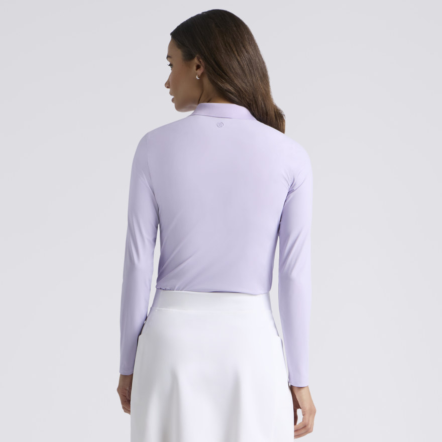SILKY TECH NYLON LONG SLEEVE ZIP POLO in Orchid - Alternate Image 3