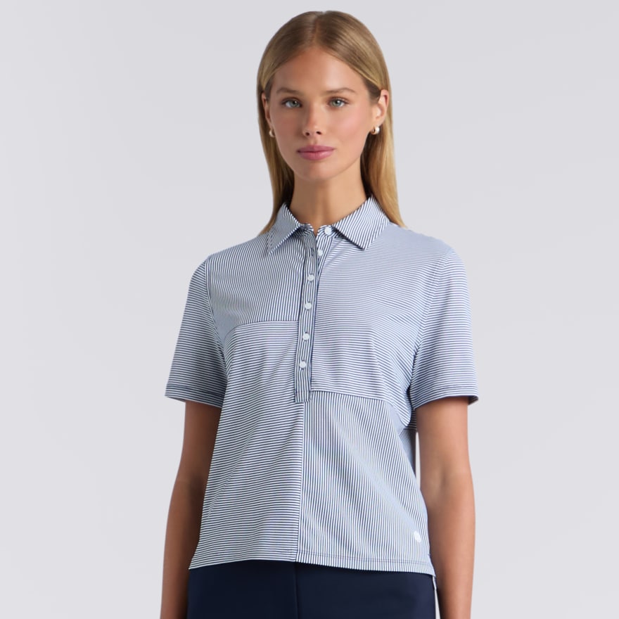 MIXED STRIPE TECH PIQU&Eacute; RELAXED POLO in Twilight - Alternate Image 2
