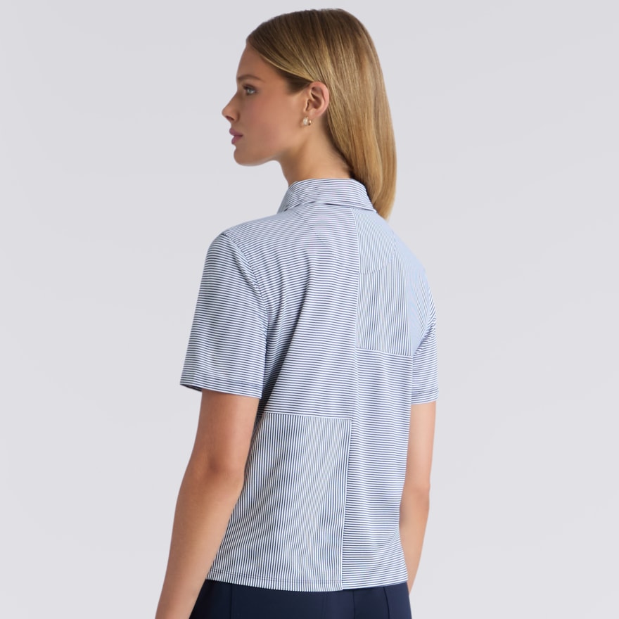 MIXED STRIPE TECH PIQU&Eacute; RELAXED POLO in Twilight - Alternate Image 3