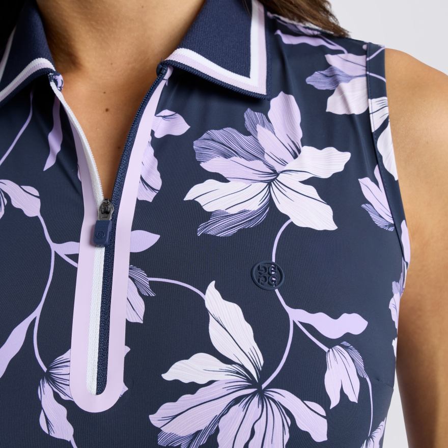 IRIS SILKY TECH NYLON SLEEVELESS POLO in Orchid - Alternate Image 4