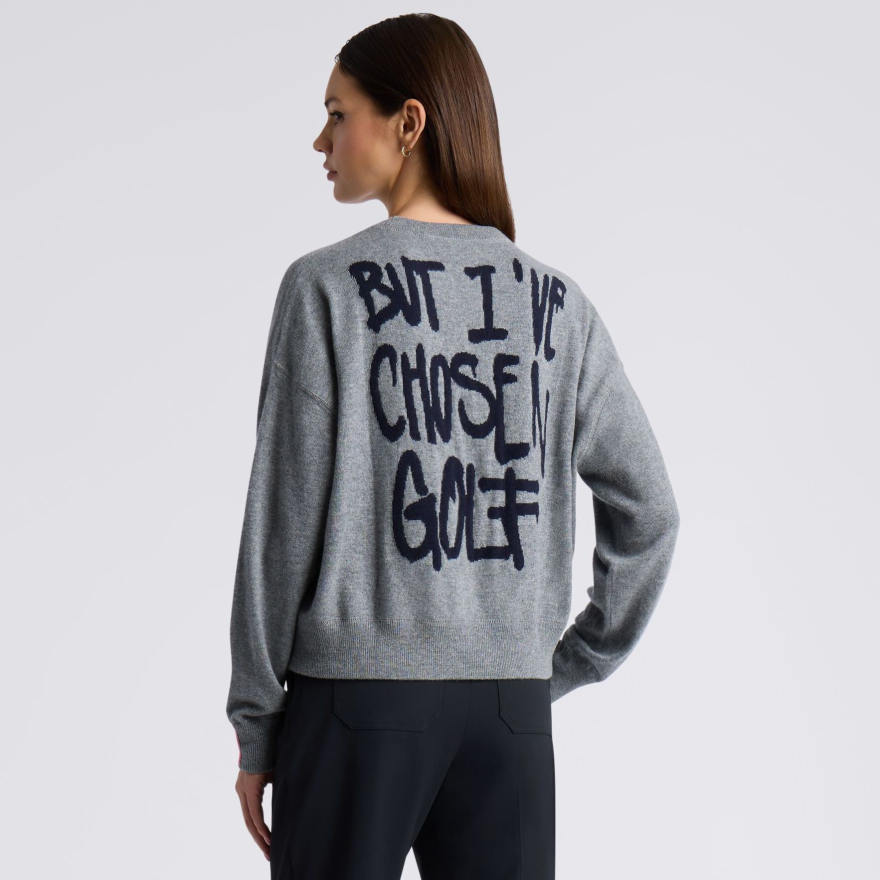 I LOVE YOU BUT... CASHMERE CREWNECK SWEATER in GREY MELANGE - Alternate Image 3