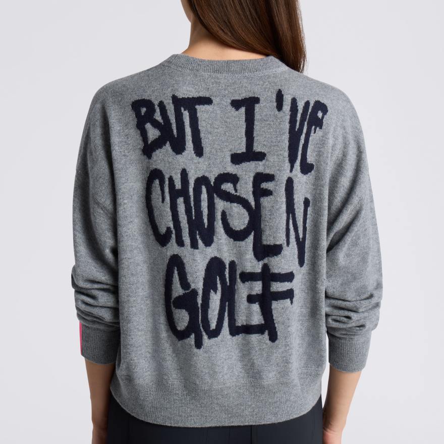 I LOVE YOU BUT... CASHMERE CREWNECK SWEATER in GREY MELANGE - Alternate Image 4