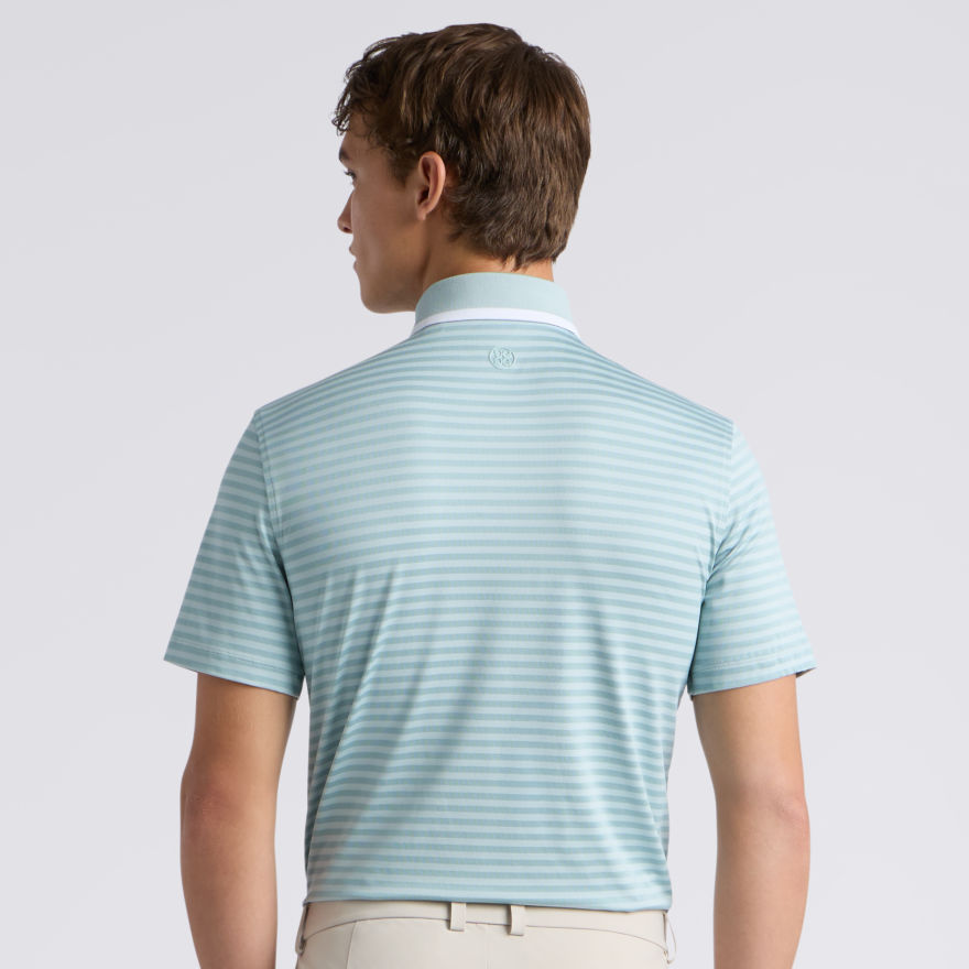 PERFORATED STRIPE JERSEY POLO in LIGHT SAGE - Alternate Image 3