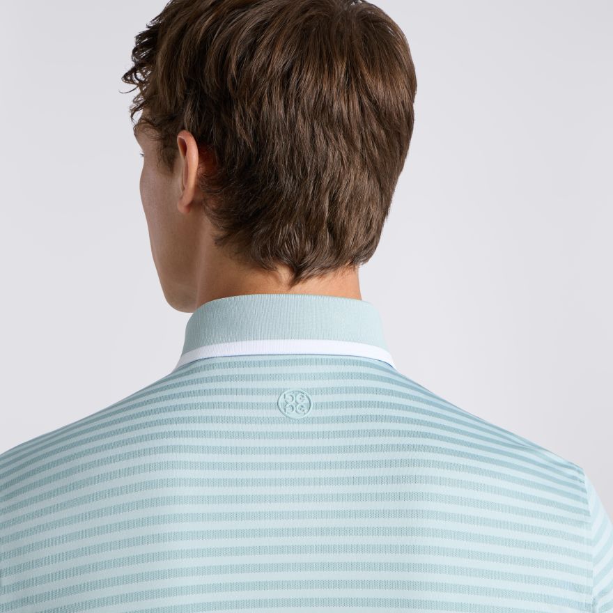 PERFORATED STRIPE JERSEY POLO in LIGHT SAGE - Alternate Image 4