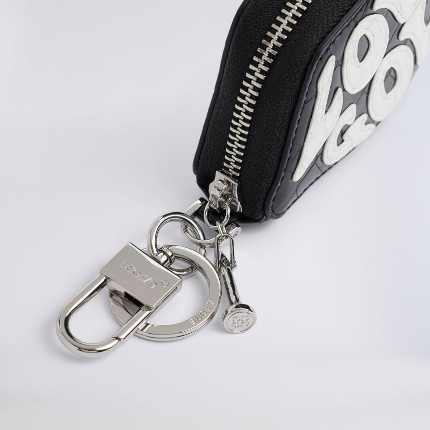 LOVE G CROC-EMBOSSED LEATHER COIN PURSE KEYCHAIN in Onyx - Alternate Image 2