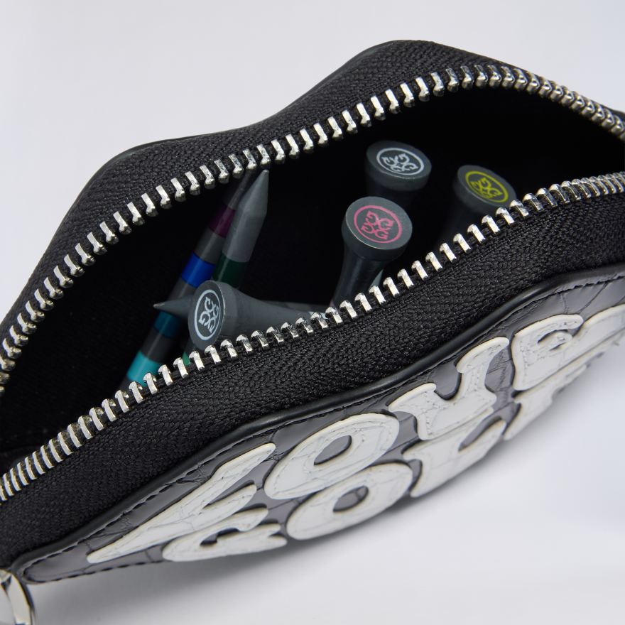 LOVE G CROC-EMBOSSED LEATHER COIN PURSE KEYCHAIN in Onyx - Alternate Image 3