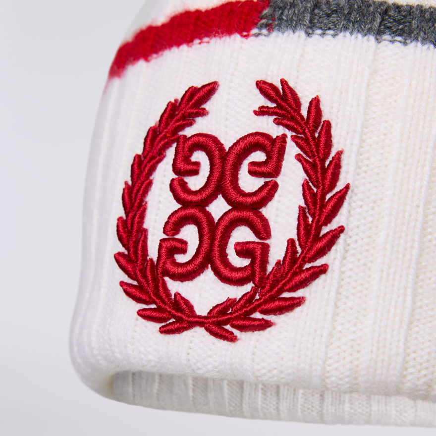 G WREATH CASHMERE BEANIE in CHALK WHITE / CLASSIC RED - Alternate Image 1