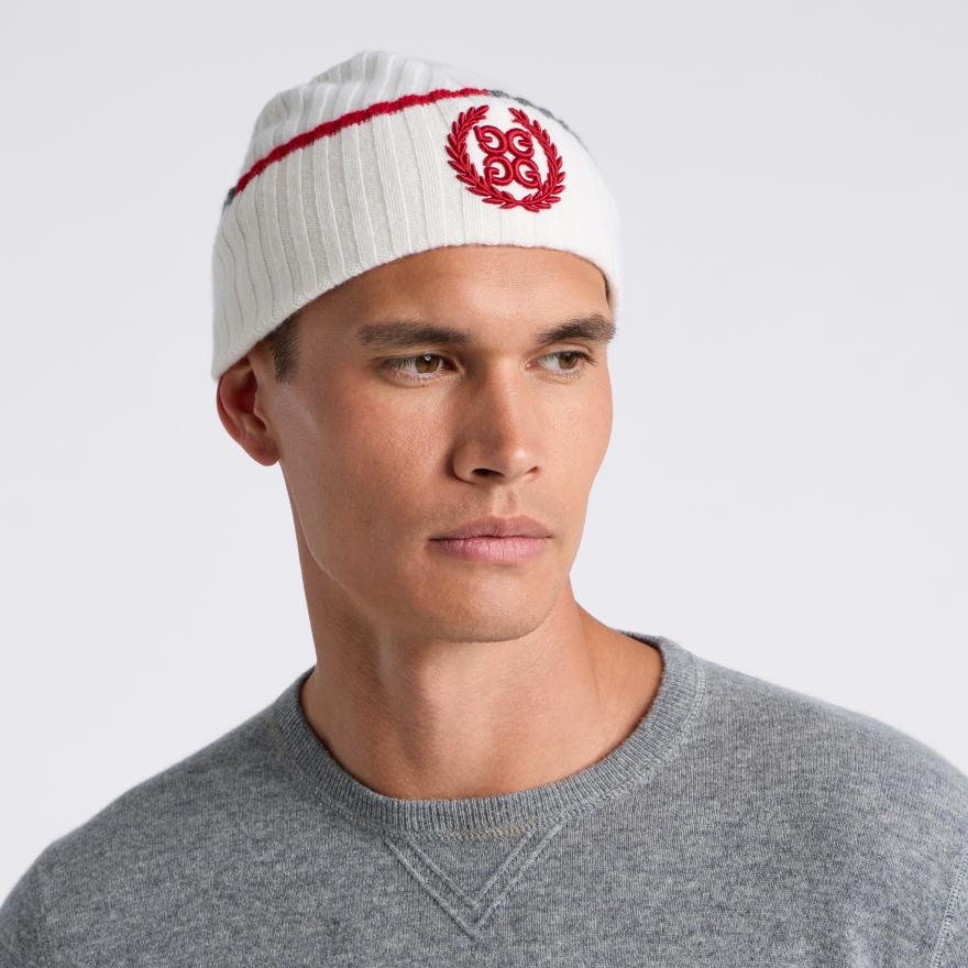 G WREATH CASHMERE BEANIE in CHALK WHITE / CLASSIC RED - Alternate Image 2