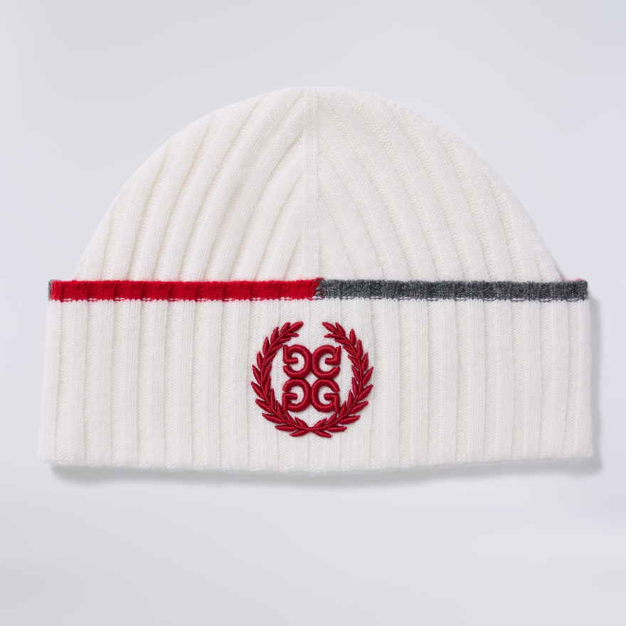 G WREATH CASHMERE BEANIE in CHALK WHITE / CLASSIC RED - Alternate Image 3