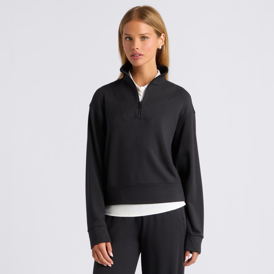 ALL PLAY LIGHTWEIGHT TERRY LONG SLEEVE 1/4 ZIP PULLOVER in Onyx - Alternate Image 2
