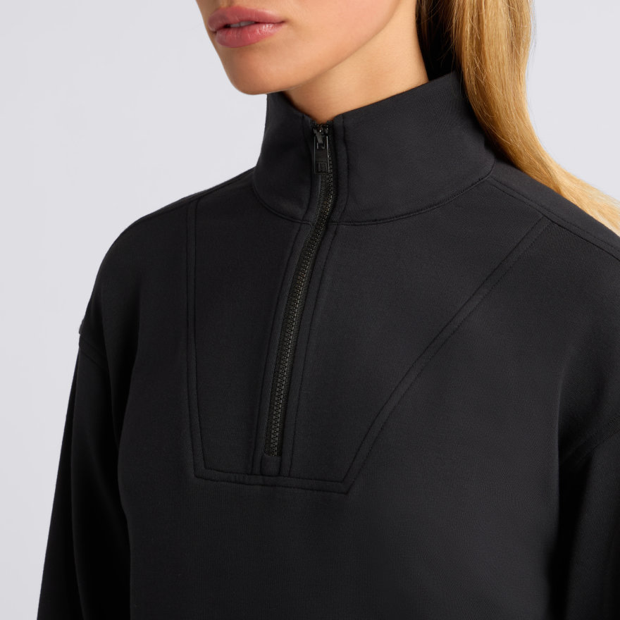ALL PLAY LIGHTWEIGHT TERRY LONG SLEEVE 1/4 ZIP PULLOVER in Onyx - Alternate Image 4
