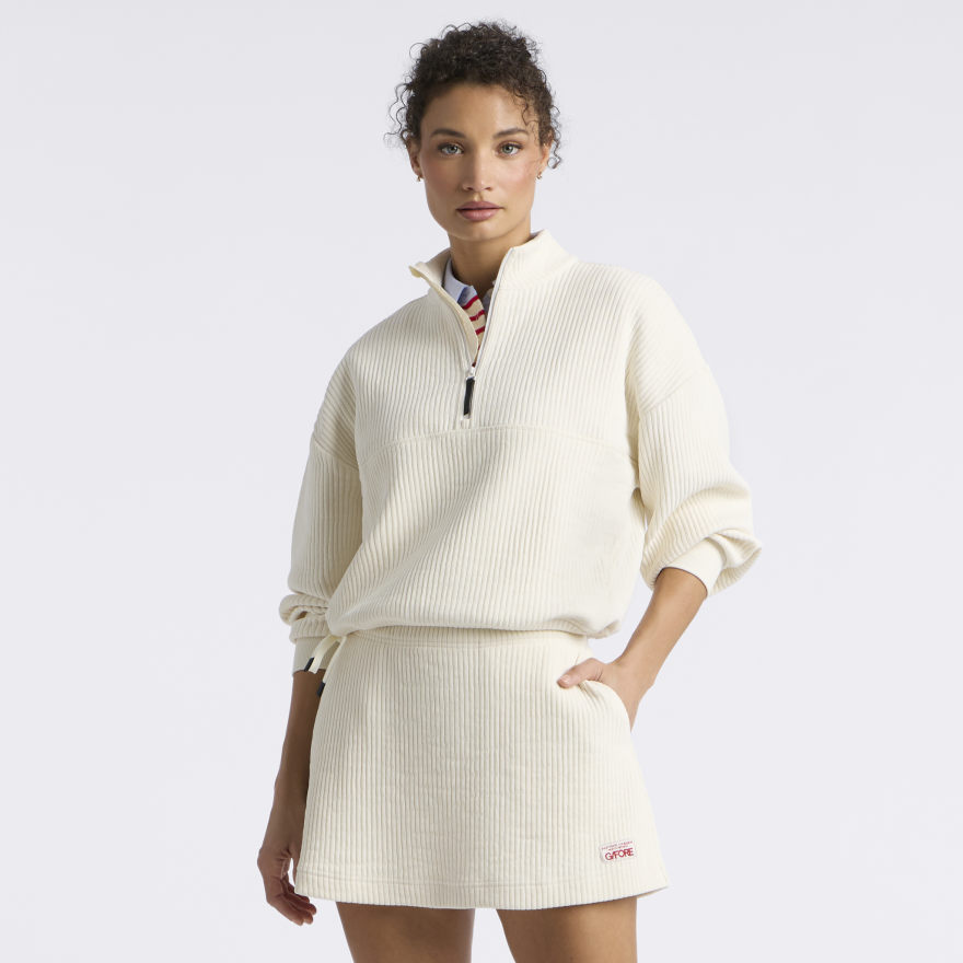 COZY CORD 1/4 ZIP PULLOVER in CHALK WHITE - Alternate Image 1