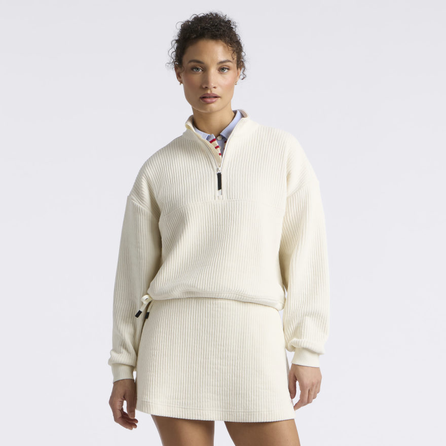 COZY CORD 1/4 ZIP PULLOVER in CHALK WHITE - Alternate Image 2
