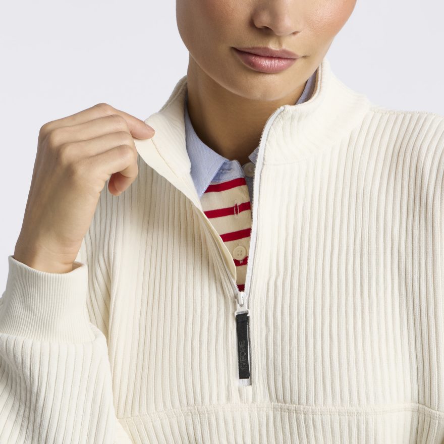 COZY CORD 1/4 ZIP PULLOVER in CHALK WHITE - Alternate Image 4