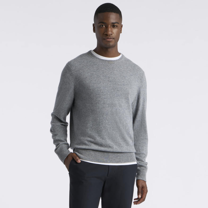 CASHMERE CREWNECK SWEATER in NIMBUS MELANGE - Alternate Image 2