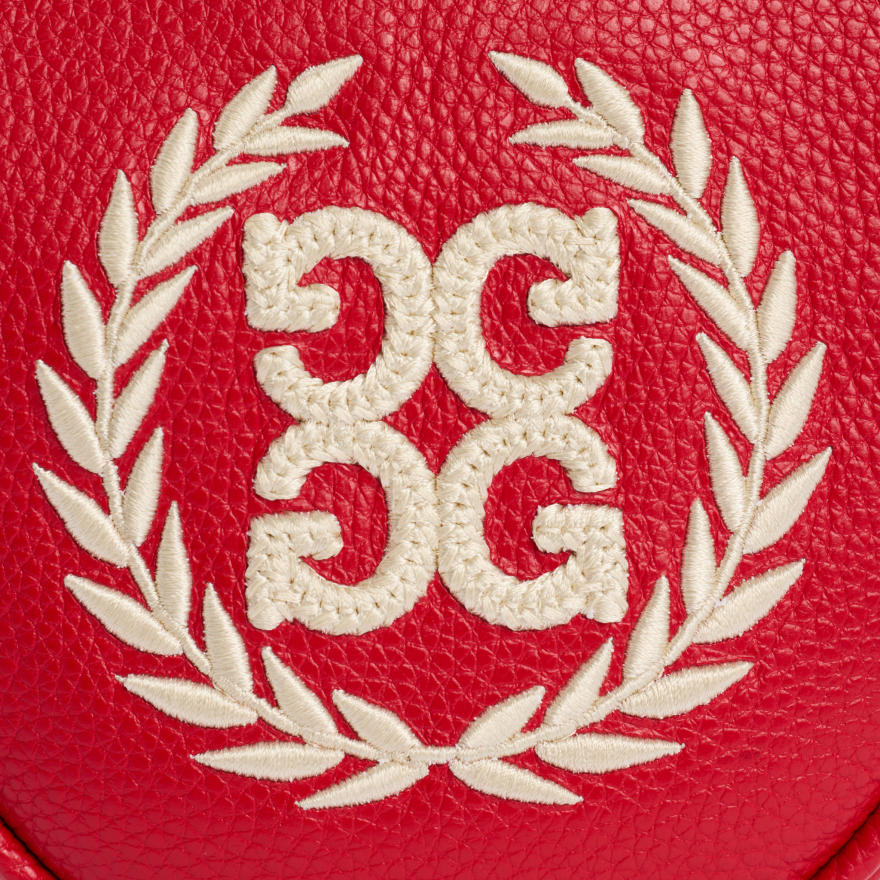 EMBOSSED SKULL & TEES LEATHER MALLET HEADCOVER in CLASSIC RED / CHALK WHITE - Alternate Image 2