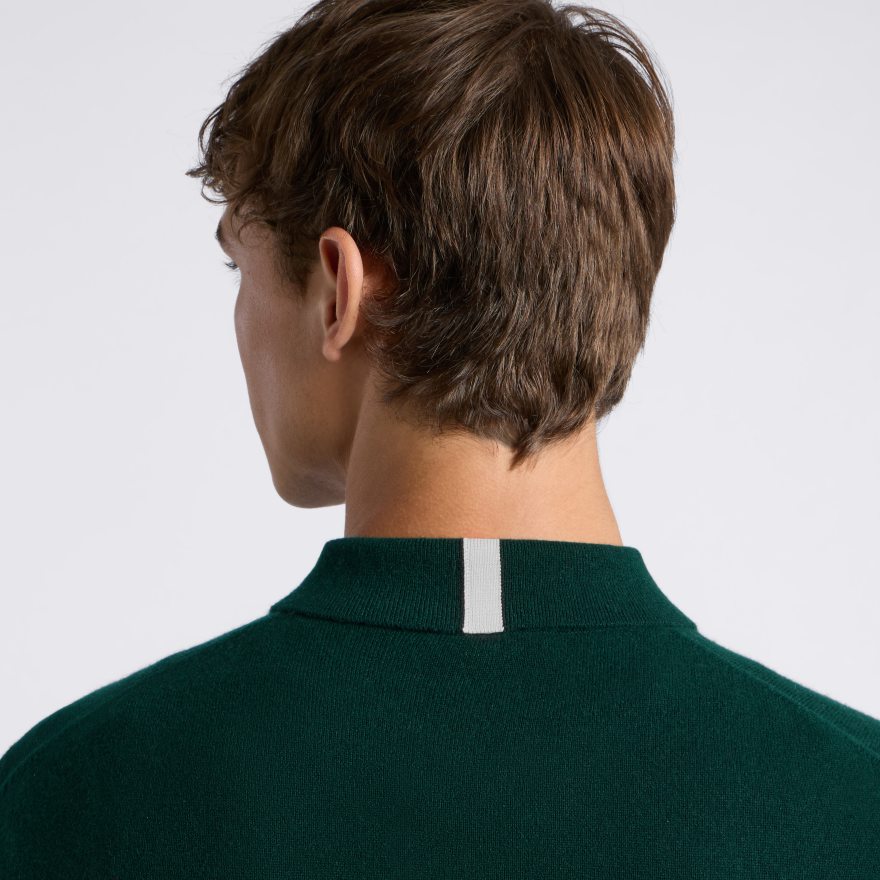 LTD RELEASE MONTAUK CASHMERE LONG SLEEVE POLO in Pine - Alternate Image 4