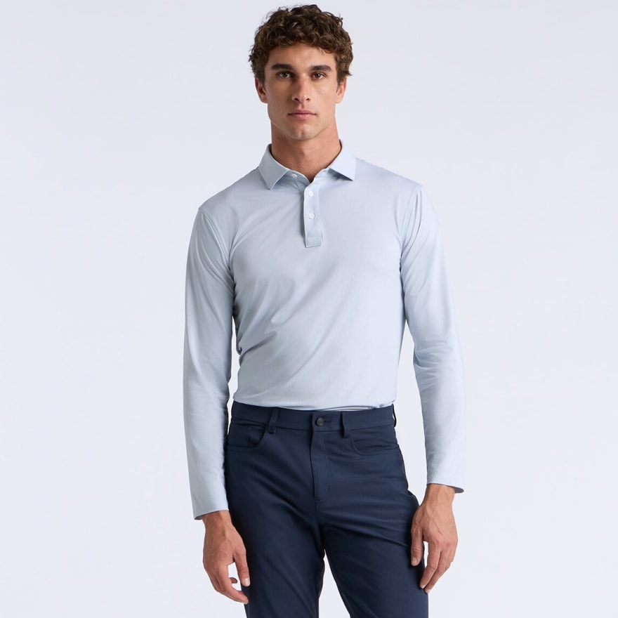 DELTA DOT JACQUARD LONG SLEEVE POLO in Twilight - Alternate Image 2