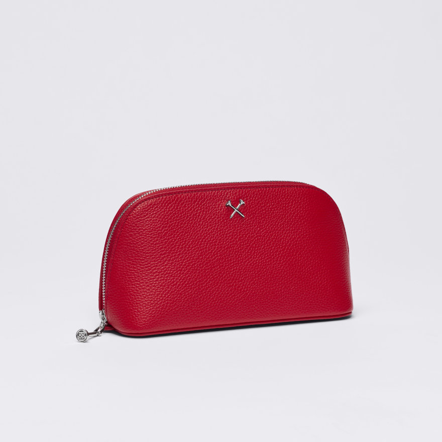 METAL TEES LEATHER COSMETIC BAG in CLASSIC RED - Alternate Image 1