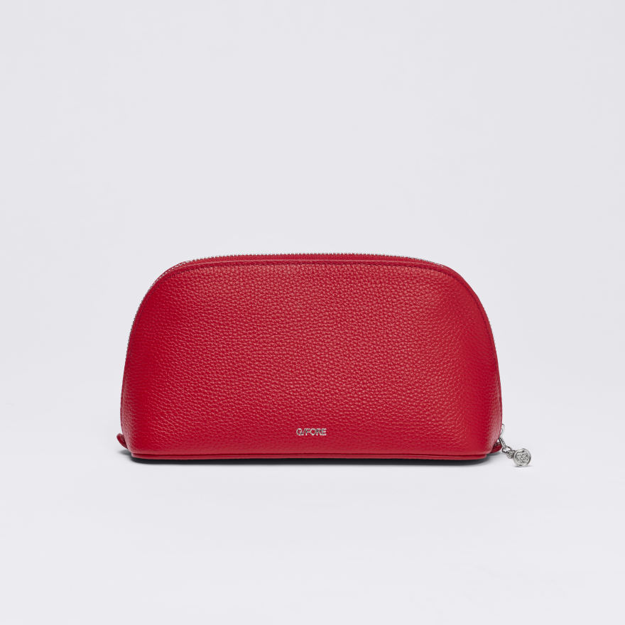 METAL TEES LEATHER COSMETIC BAG in CLASSIC RED - Alternate Image 2