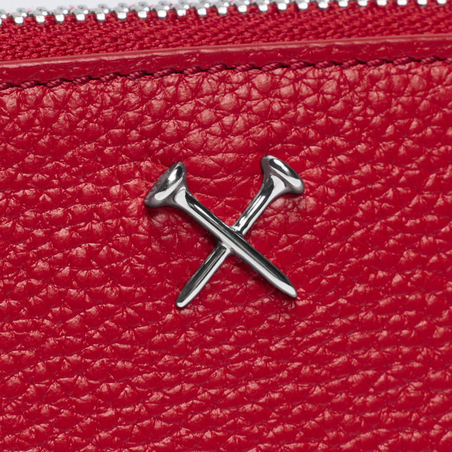 METAL TEES LEATHER COSMETIC BAG in CLASSIC RED - Alternate Image 3