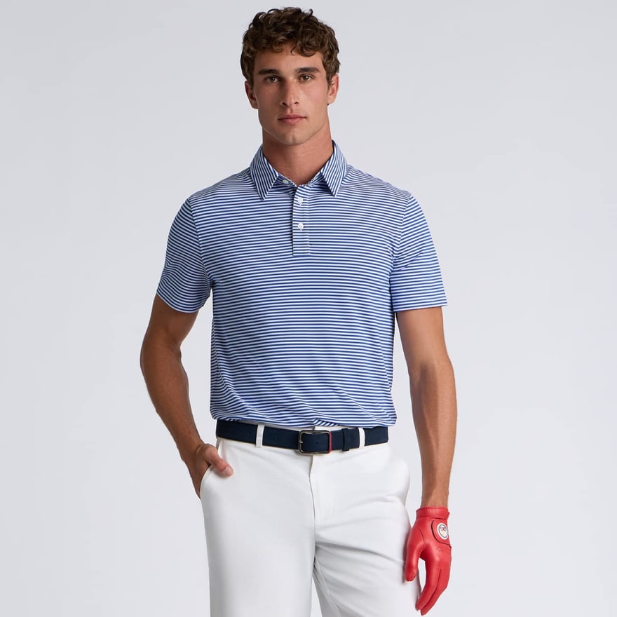 ALL PLAY STRIPE STRETCH KNIT POLO in Cobalt - Alternate Image 2