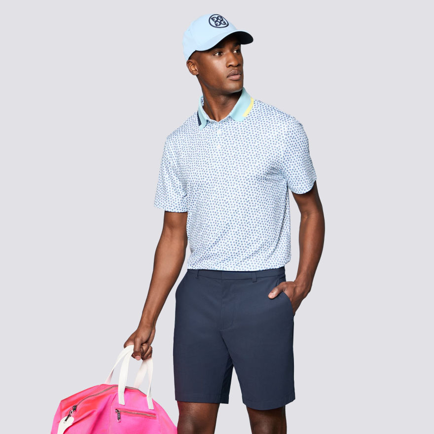 TRIPLE/G TECH JERSEY POLO in SNOW / CENOTE - Alternate Image 1