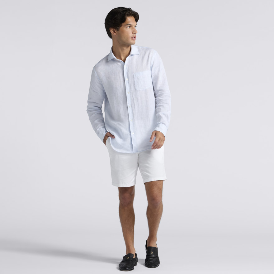 LTD RELEASE WASHED LINEN LONG SLEEVE SHIRT in BAJA MINI CHECK - Alternate Image 1