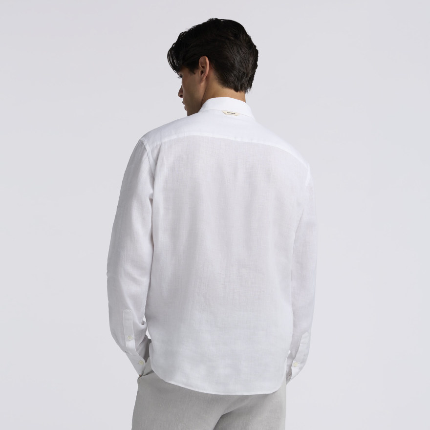 LTD RELEASE WASHED LINEN LONG SLEEVE SHIRT in Snow - Alternate Image 3
