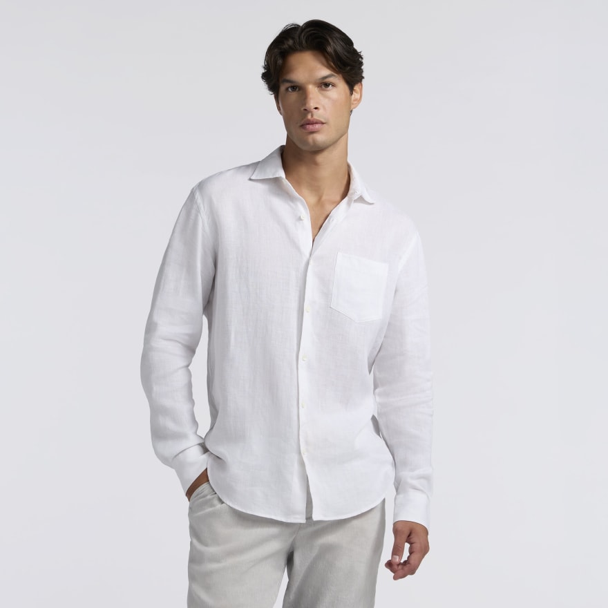 LTD RELEASE WASHED LINEN LONG SLEEVE SHIRT in Snow - Alternate Image 2