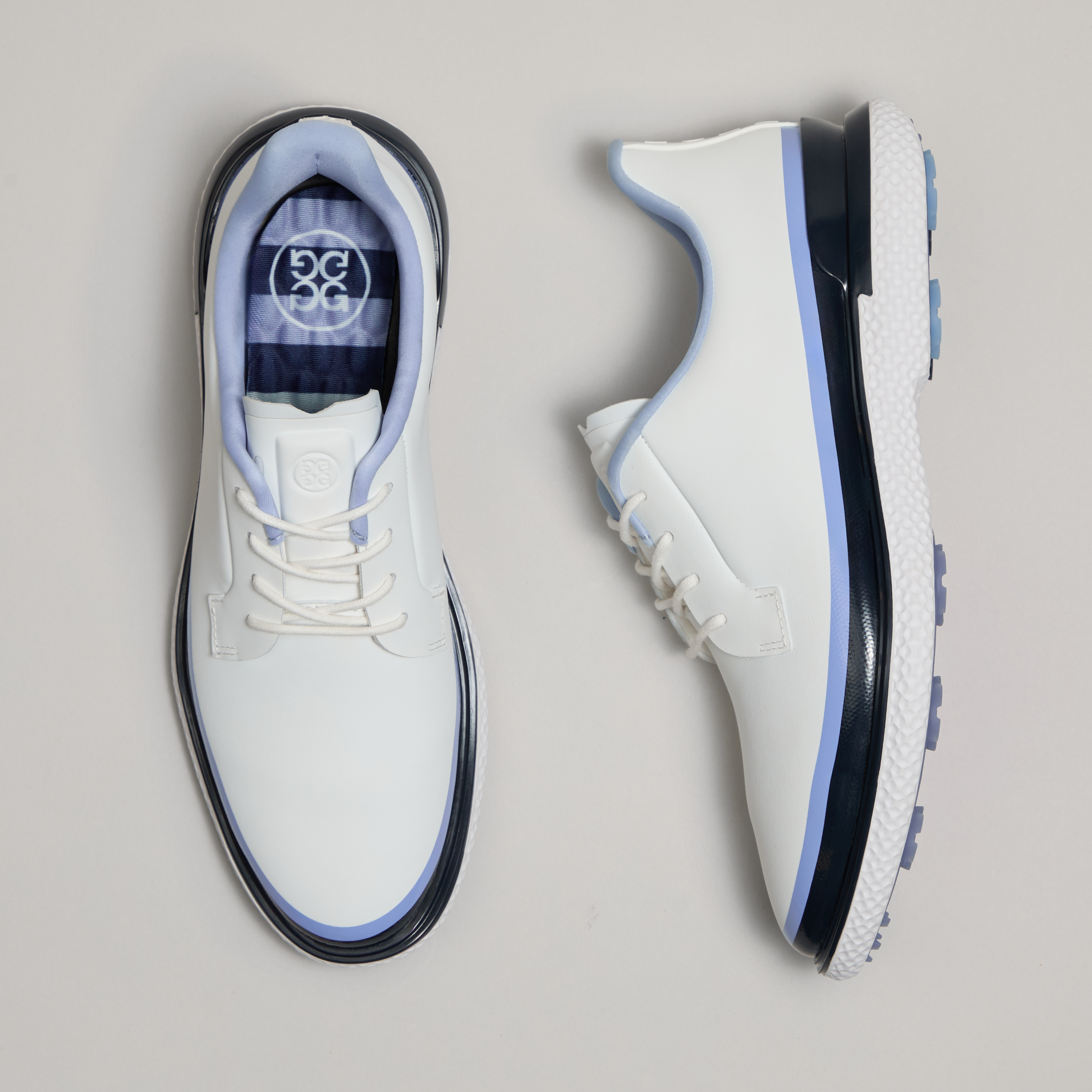 G/Fore Women's Snow / Twilight - Gallivan2r Tuxedo Stripe Kiltie Golf Shoe