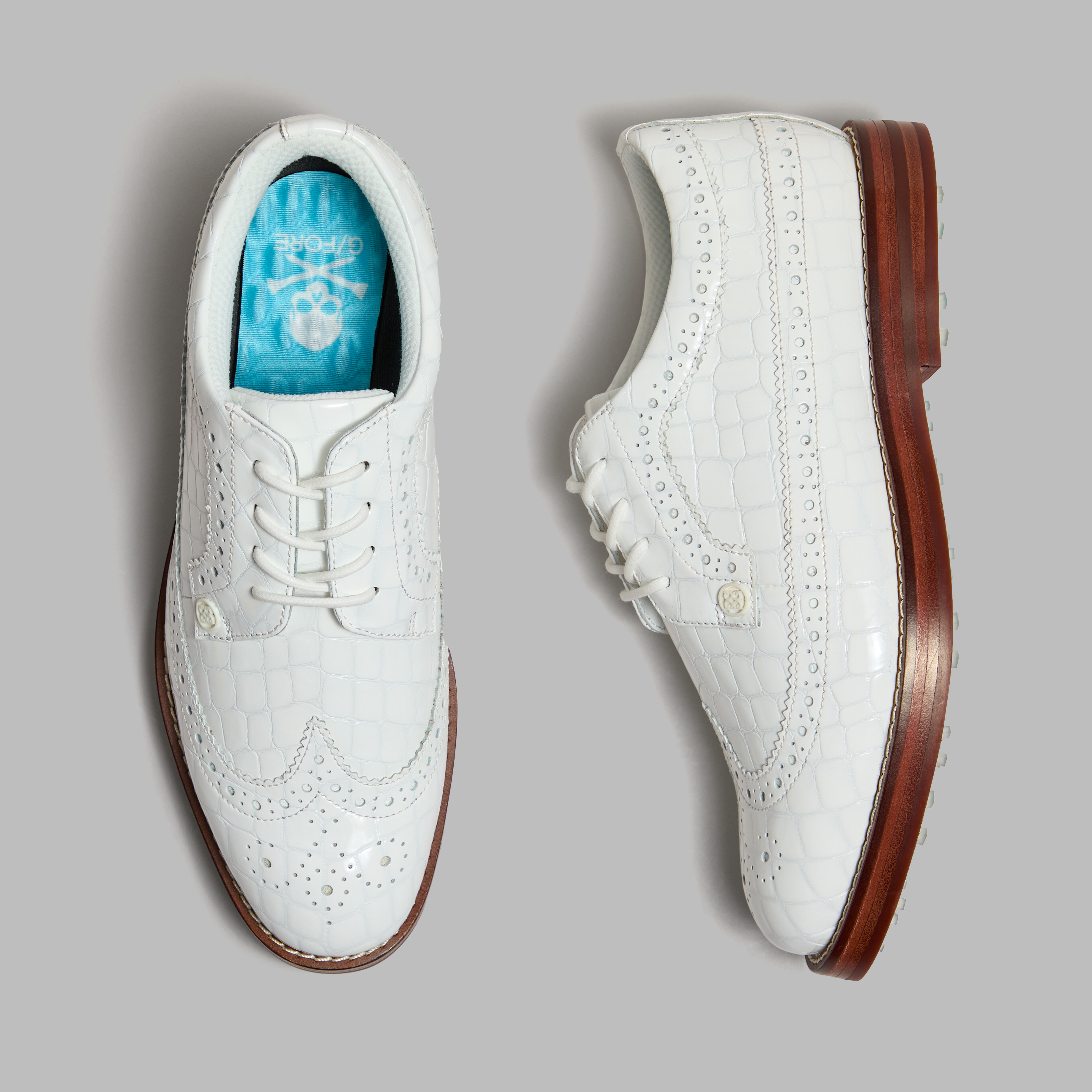 G/Fore Women's Snow - Ltd Release Gallivanter Croc-Embossed Leather Luxe Sole Golf Shoe