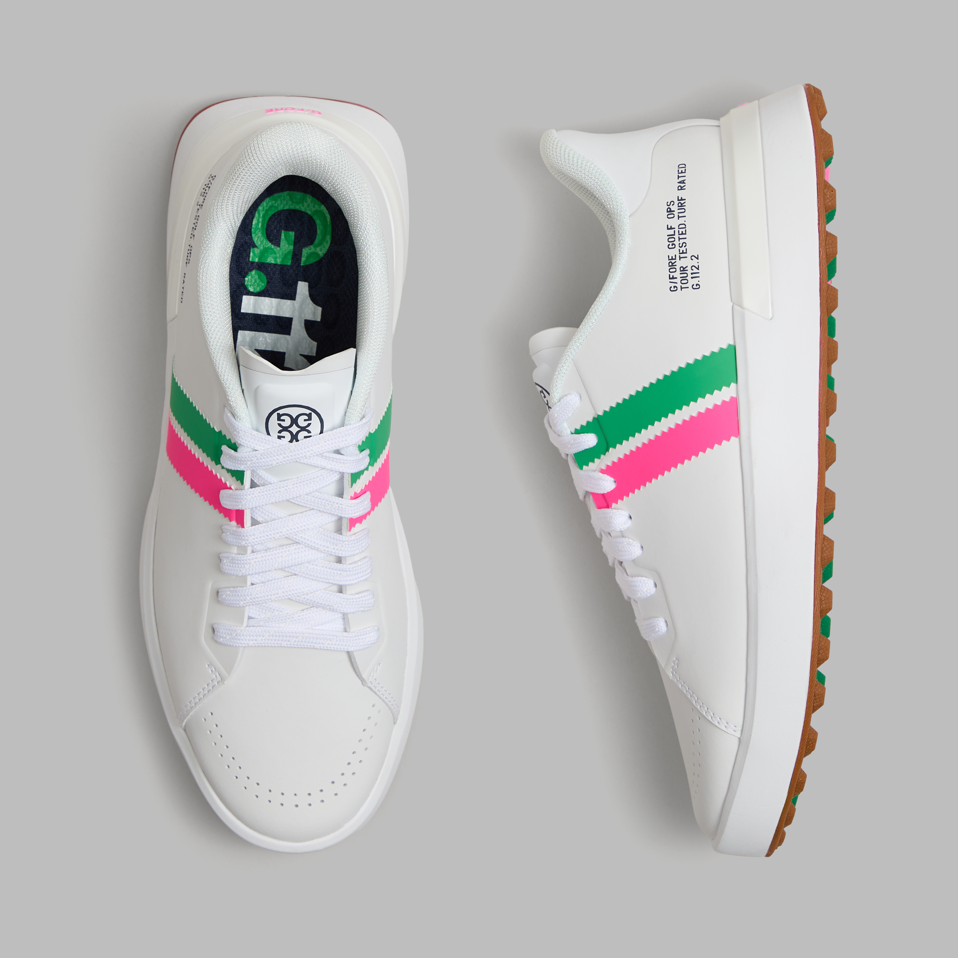 G/Fore Women's Snow / Multi - G.112 Stripe Kiltie Golf Shoe