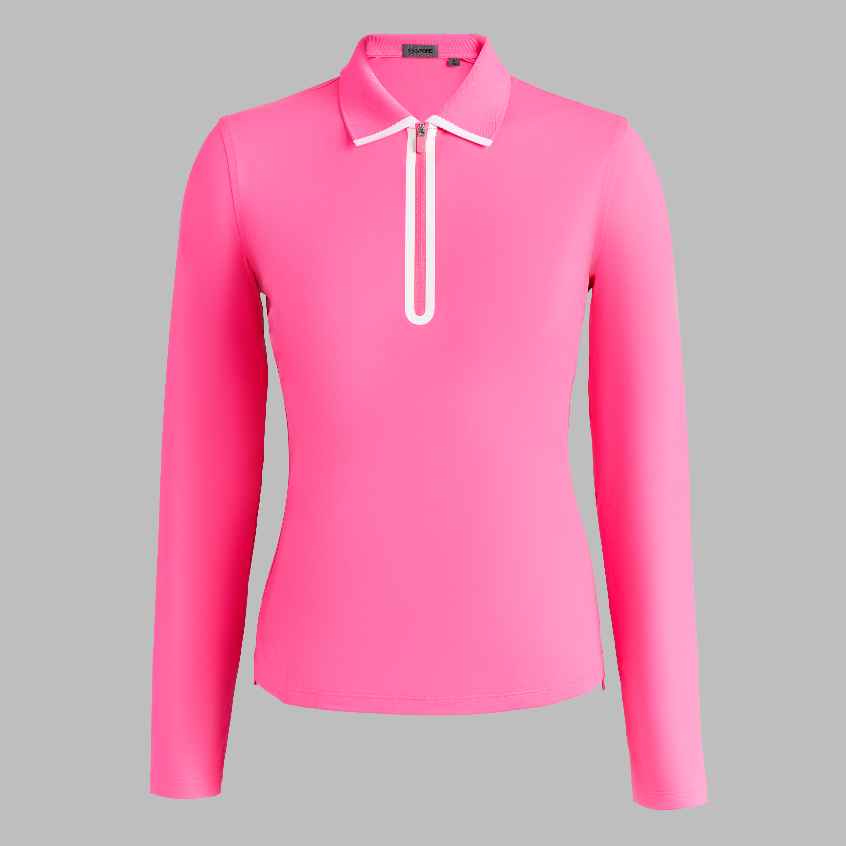 G/Fore Knockout Pink - Silky Tech Nylon Long Sleeve Zip Polo