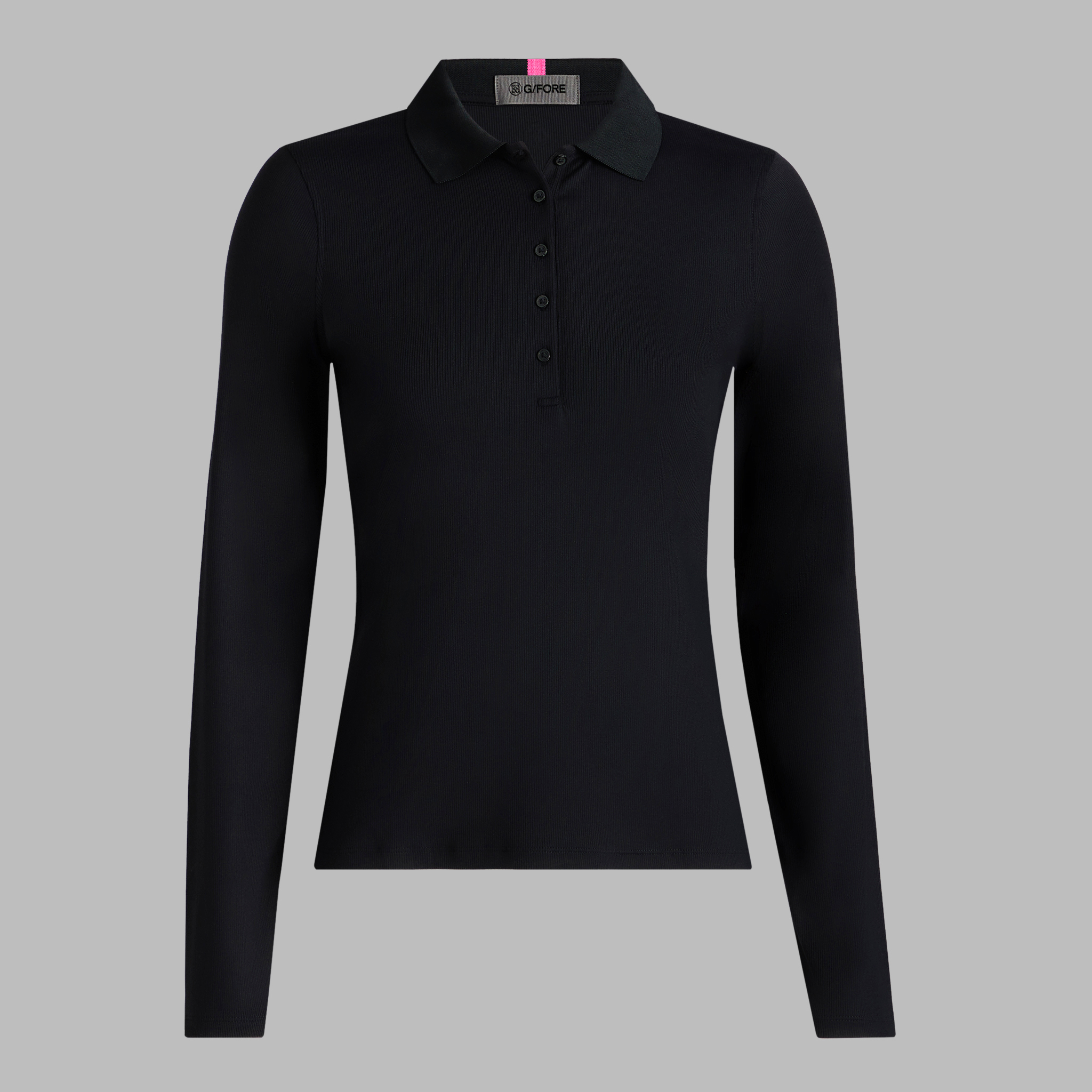 G/Fore Onyx - Ribbed Tech Nylon Long Sleeve Polo