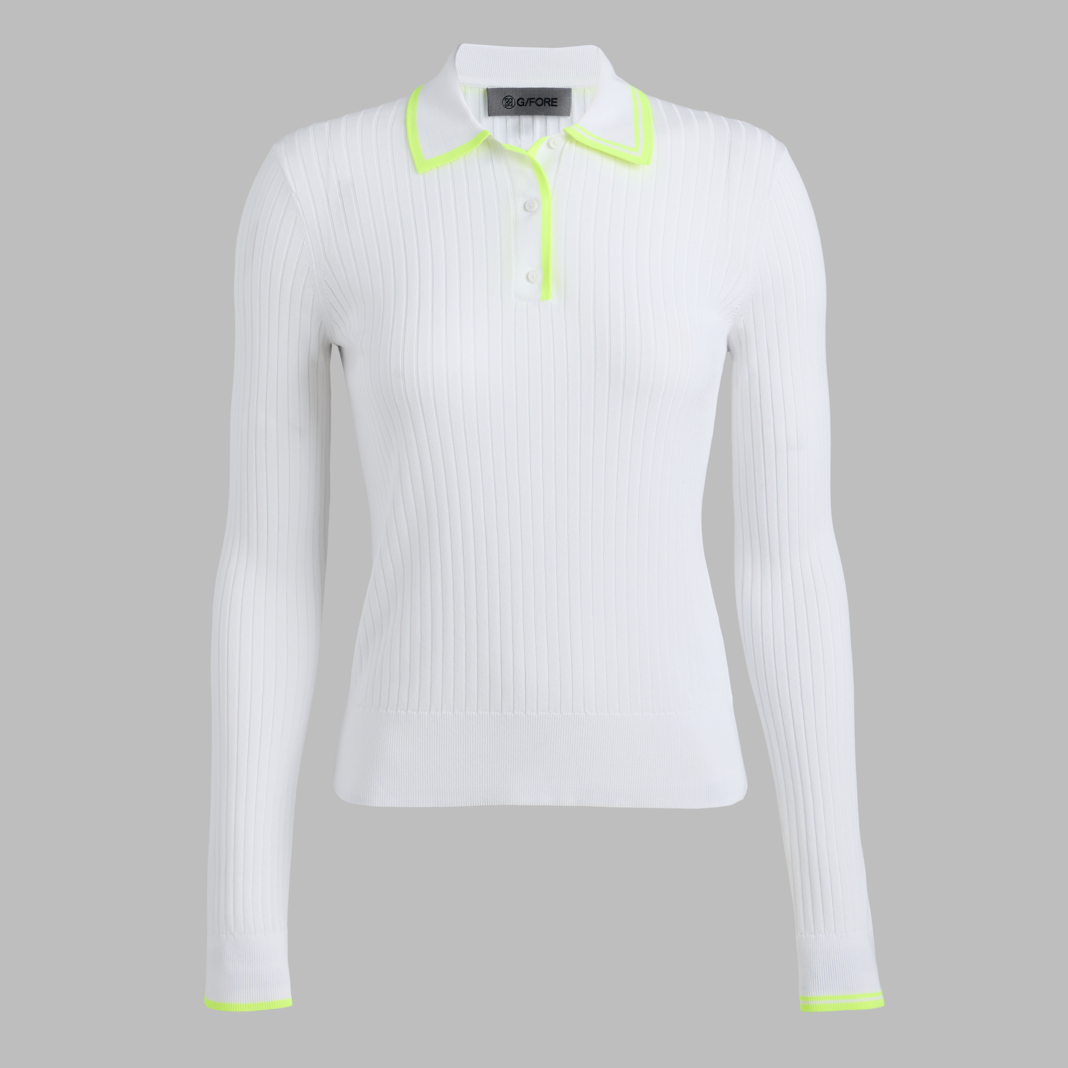 G/Fore Snow / Electric - Ribbed Knit Long Sleeve Polo Jumper