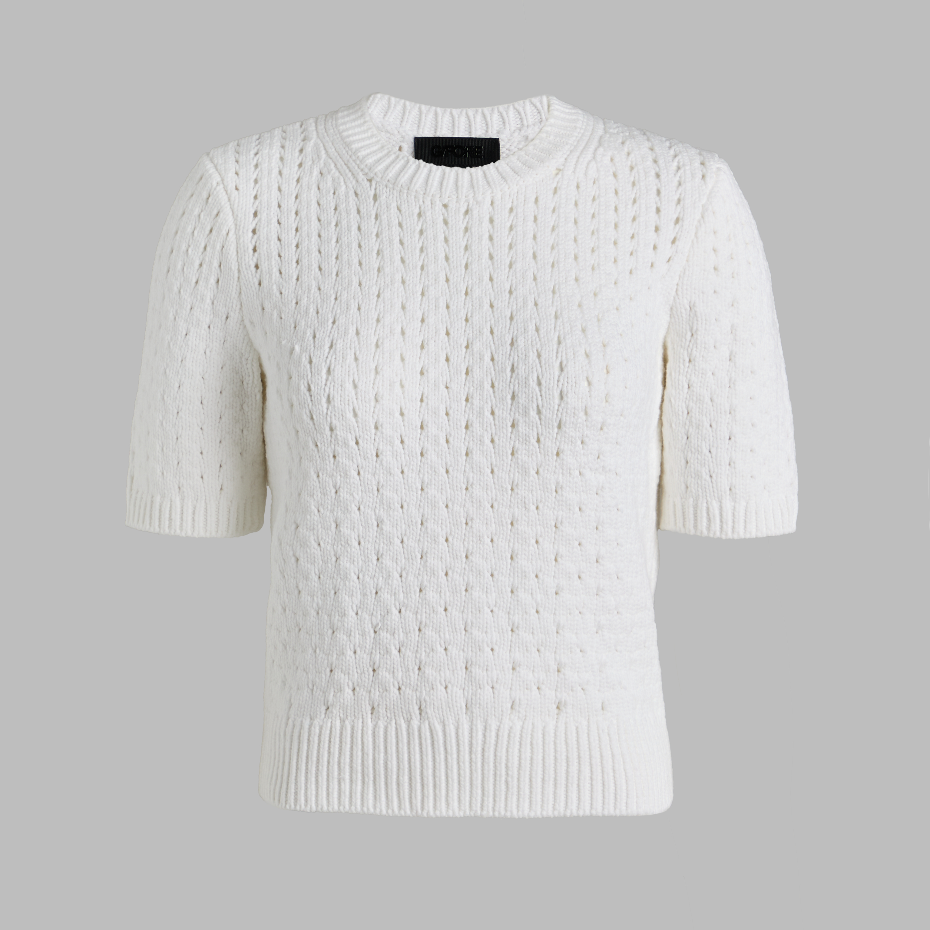 G/Fore Snow - Ltd Release Villa Cotton Blend Cropped Short Sleeve Jumper