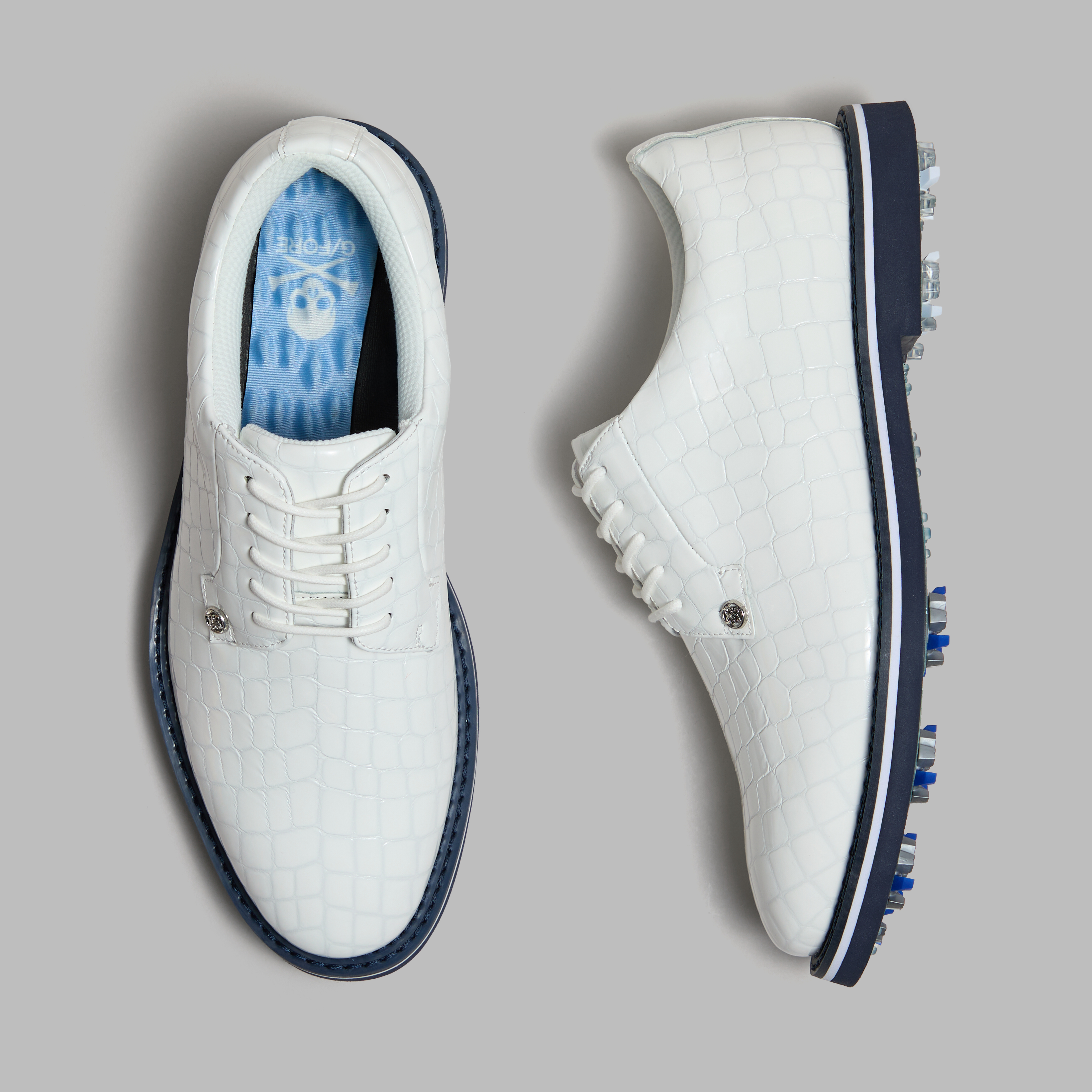 G/Fore Men's Snow - Ltd Release Gallivanter G/Lock Croc-Embossed Leather Derby Golf Shoe