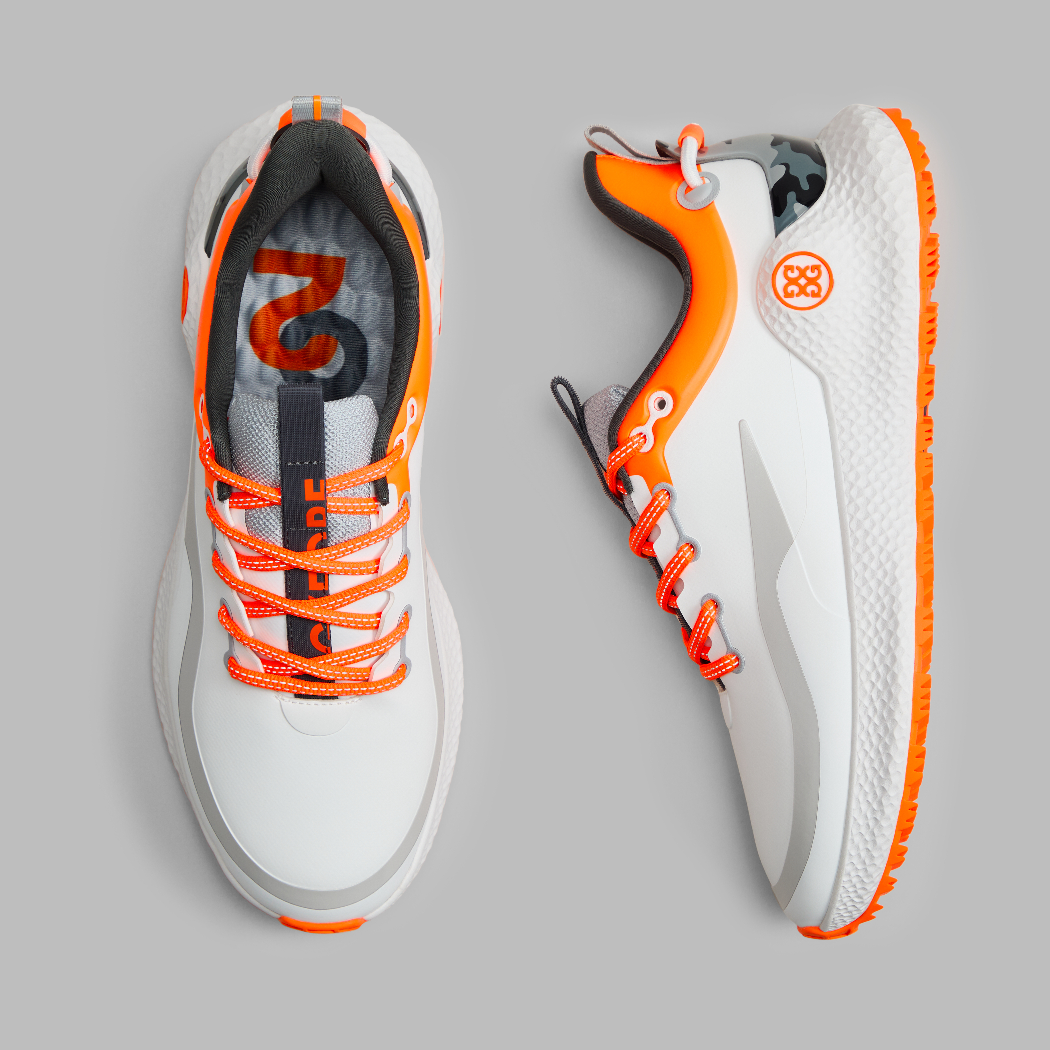 G/Fore Men's Snow/Shocking Orange - Mg4+ O2 Camo Accent Golf Shoe