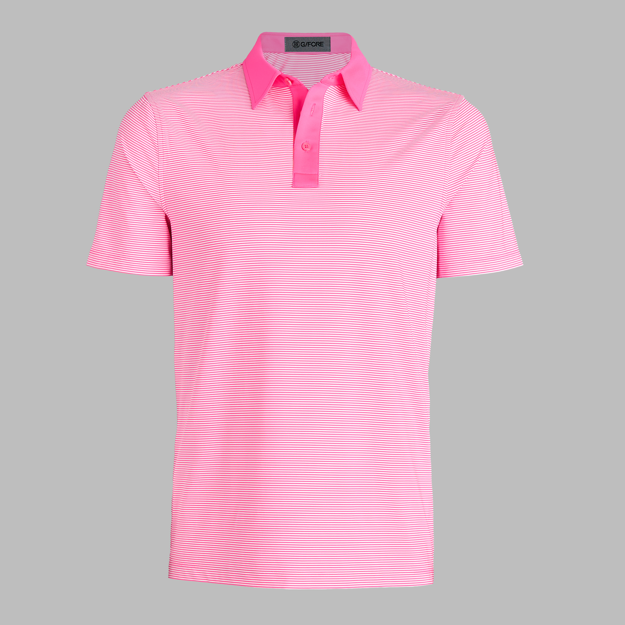 G/Fore Knockout Pink - Feeder Stripe Fine Tech Jersey Polo