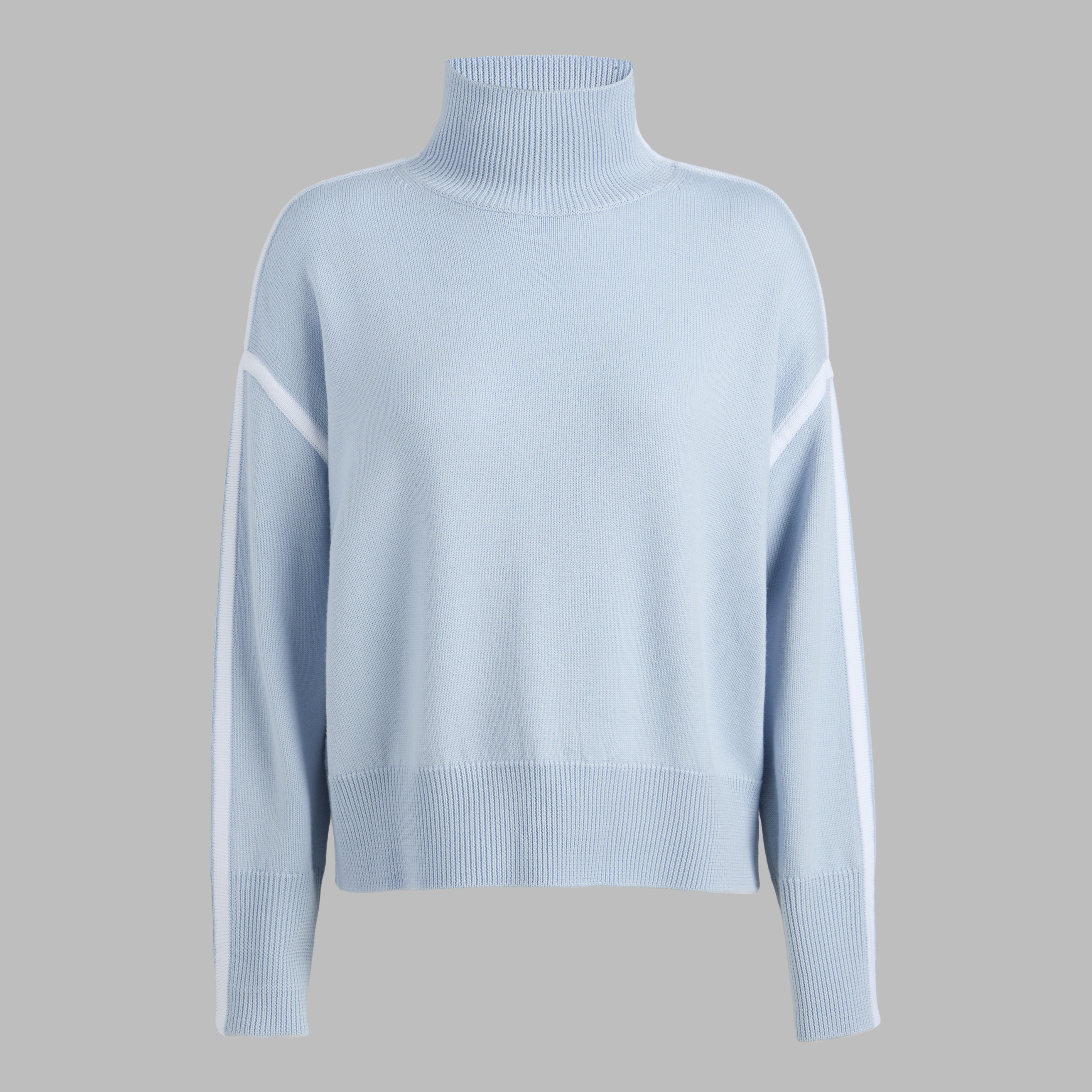 G/Fore Pale Baja / Chalk White - Merino Wool Contrast Stripe Turtleneck Jumper