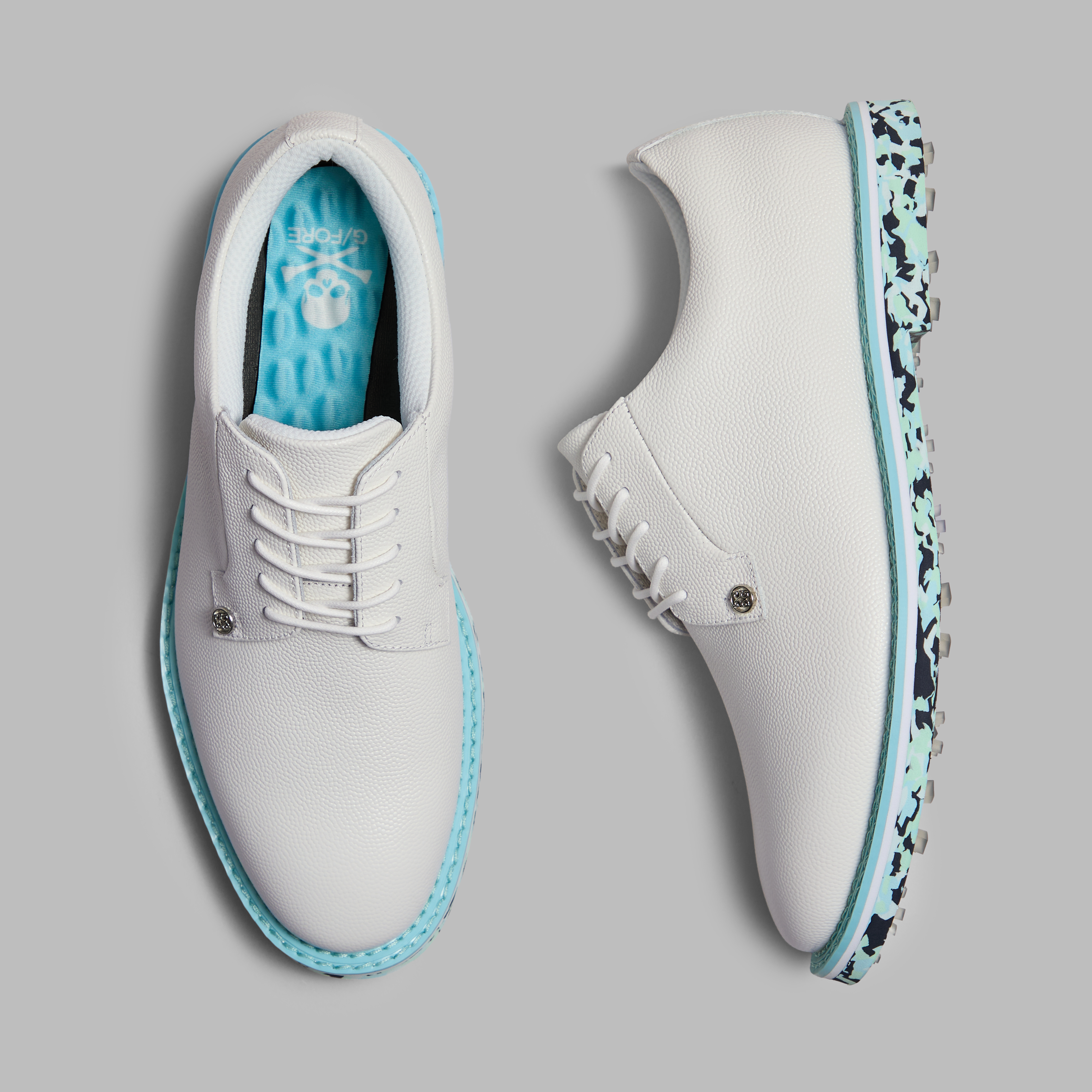 G/Fore Men's Snow / Cenote - Gallivanter Camo Sole Leather Golf Shoe
