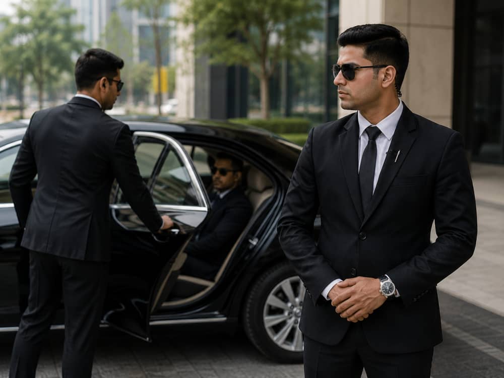 Personal Security Officer escorting a client
