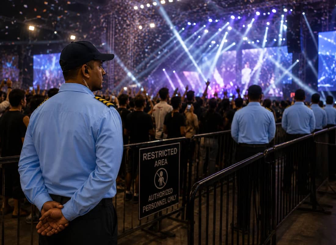 Security guards managing entry at an event