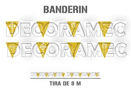 Banderín Calado Religioso Amarillo y Blanco | DECORAMEC | Papel Picado DecorameC Huixcolotla Puebla Banderin Religioso Amarillo con Blanco listo para colgar - Papel Picado Artesanal DecorameC