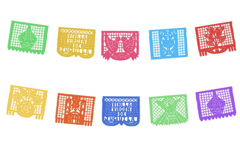 Tira de Papel Picado Virgen de Guadalupe Enramada de Plastico